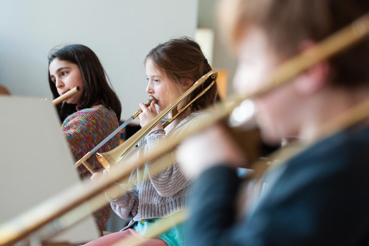 Kinderensemble mit Posaune und Traversflöte